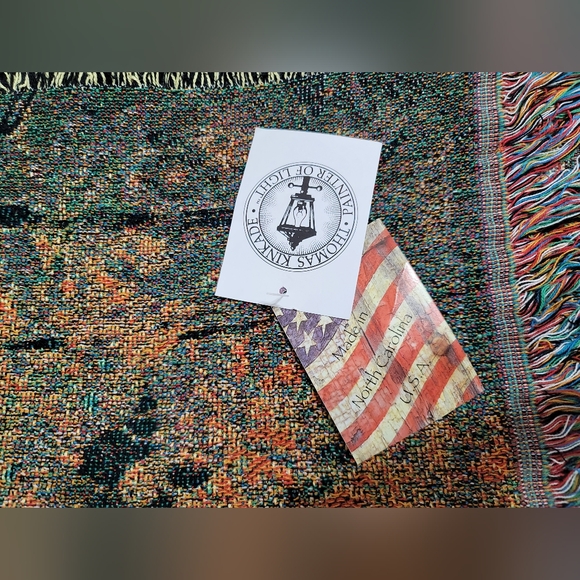 NEW Thomas Kinkade "Autumn Lane" Tapestry Throw Blanket 51" x 68" 100% Cotton - Picture 5 of 7